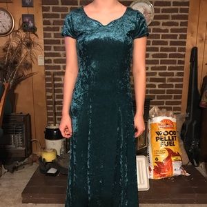 Green velvet dress